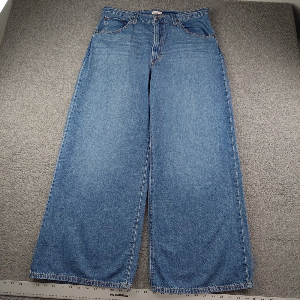 Levis Jeans Womens 35x30 Cinch Baggy Blue High Waisted Wide Leg Denim EUC